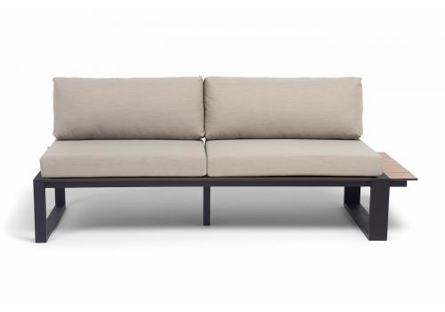  "Тулон" левый модуль, каркас алюминий, HPL "дуб", черный муар, ткань бежевая 15052, фото 3 