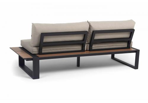  "Тулон" левый модуль, каркас алюминий, HPL "дуб", черный муар, ткань бежевая 15052, фото 5 