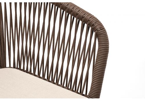  "Марсель" стул плетеный из роупа, основание дуб, роуп коричневый круглый, ткань бежевая 15052, фото 4 
