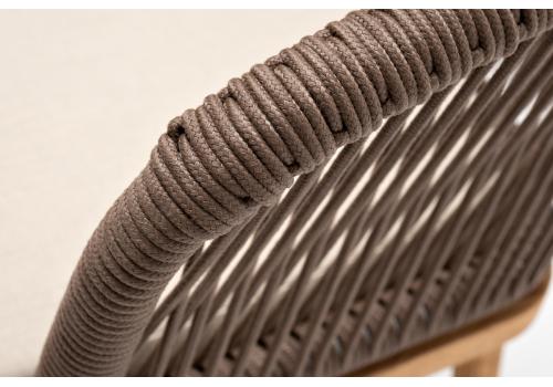  "Марсель" стул плетеный из роупа, основание дуб, роуп коричневый круглый, ткань бежевая 15052, фото 5 