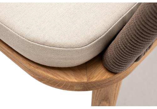  "Марсель" стул плетеный из роупа, основание дуб, роуп коричневый круглый, ткань бежевая 15052, фото 6 