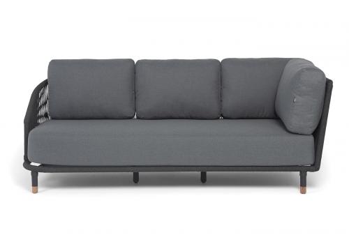  "Верона" правый-угол модуль плетеный из роупа, каркас алюминий темно-серый (RAL7024) муар, роуп темно-серый круглый, ткань темно-серая 027, L220х89, фото 2 