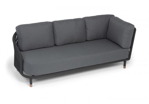  "Верона" правый-угол модуль плетеный из роупа, каркас алюминий темно-серый (RAL7024) муар, роуп темно-серый круглый, ткань темно-серая 027, L220х89, фото 4 