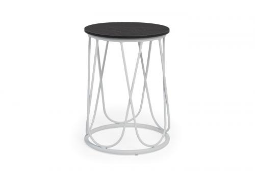  "Перу" журнальный стол из HPL круглый Ø40 H55, каркас из стали серый (RAL 7024), цвет столешницы "дуб", фото 1 