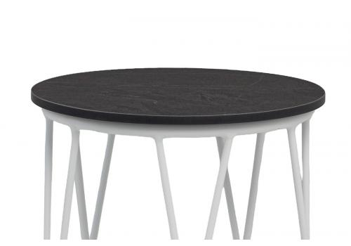  "Перу" журнальный стол из HPL круглый Ø40 H55, каркас из стали серый (RAL 7024), цвет столешницы "дуб", фото 2 