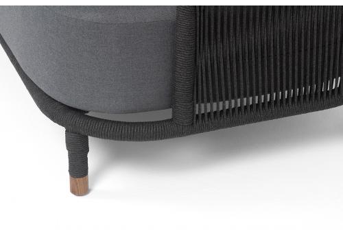  "Верона" левый модуль плетеный из роупа, каркас алюминий темно-серый (RAL7024) муар, роуп темно-серый круглый, ткань темно-серая 027, L131х89, фото 8 