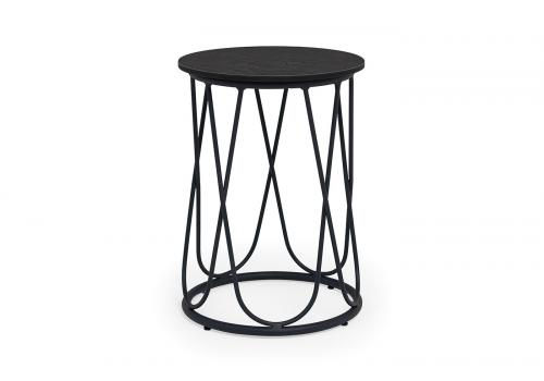  "Перу" журнальный стол из HPL круглый Ø40 H55, каркас из алюминия темно-серый (RAL 7024) муар, цвет столешницы "дуб", фото 1 