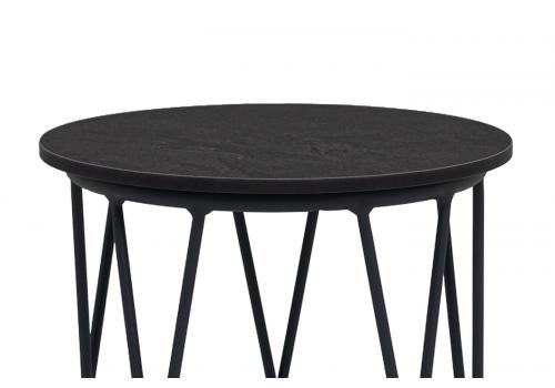  "Перу" журнальный стол из HPL круглый Ø40 H55, каркас из алюминия темно-серый (RAL 7024) муар, цвет столешницы "дуб", фото 2 