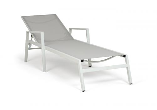  "Парма" шезлонг из алюминия темно-серый (RAL7024) муар, ткань текстилен серая, фото 2 