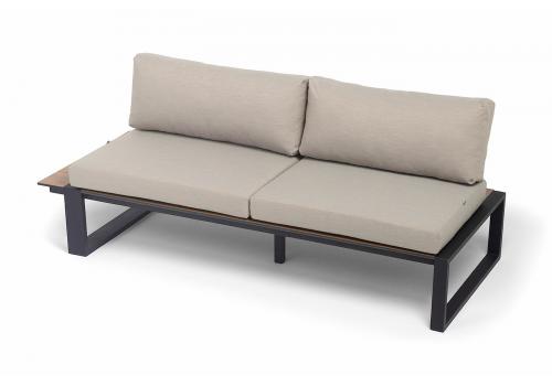  "Тулон" правый модуль, каркас алюминий, HPL "дуб", черный муар, ткань бежевая 15052, фото 1 