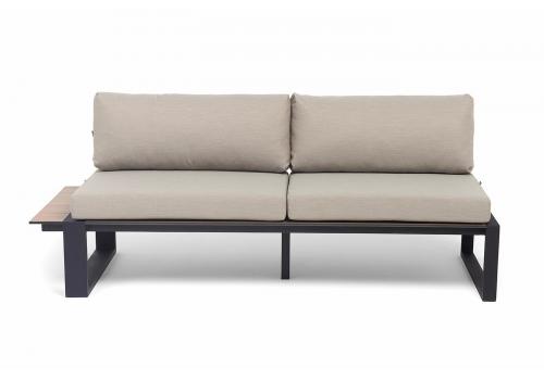  "Тулон" правый модуль, каркас алюминий, HPL "дуб", черный муар, ткань бежевая 15052, фото 2 