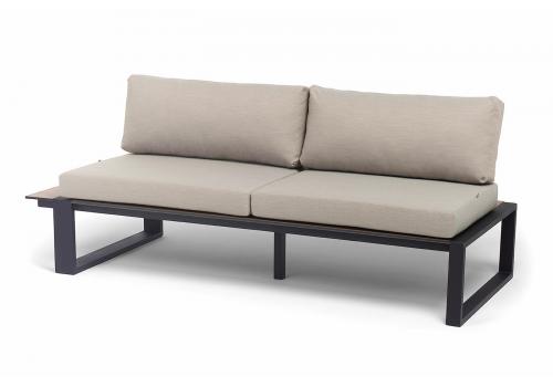  "Тулон" правый модуль, каркас алюминий, HPL "дуб", черный муар, ткань бежевая 15052, фото 4 