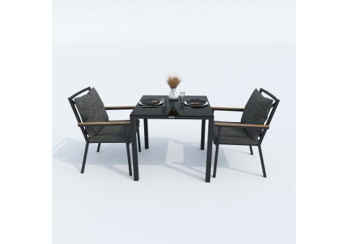  Стол обеденный КАНА алюминий, стекло 80x80 см (4 ножки), фото 2 