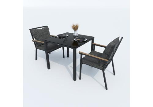  Стол обеденный КАНА алюминий, стекло 80x80 см (4 ножки), фото 3 