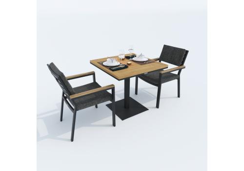  Стол обеденный ТЕЛЛА алюминий, тик 80x80 см (1 ножка), фото 1 