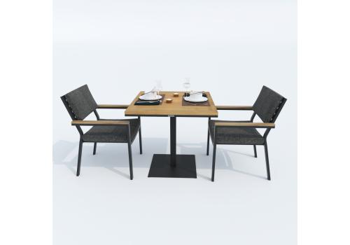  Стол обеденный ТЕЛЛА алюминий, тик 80x80 см (1 ножка), фото 2 