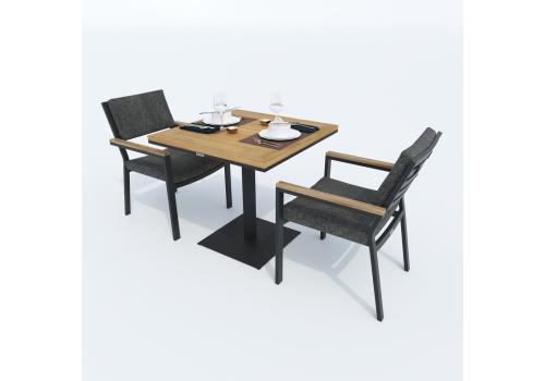  Стол обеденный ТЕЛЛА алюминий, тик 80x80 см (1 ножка), фото 3 