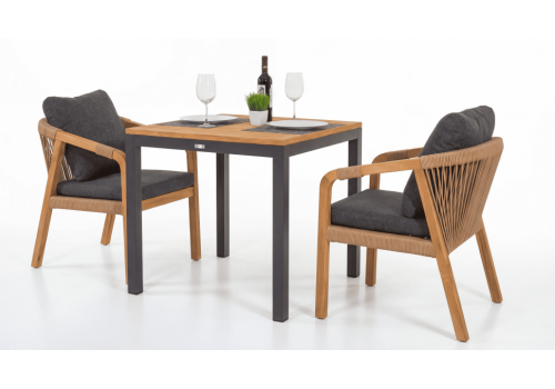  Стол обеденный ТЕЛЛА алюминий, тик 80x80 см (4 ножки), фото 7 