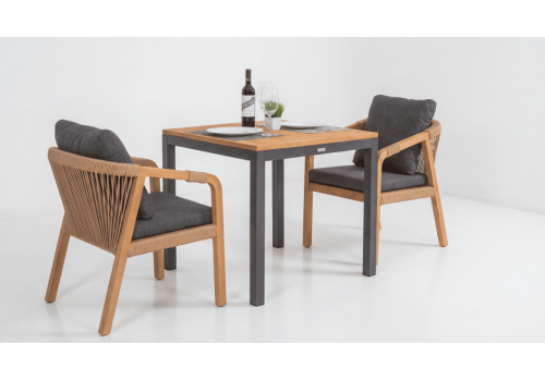  Стол обеденный ТЕЛЛА алюминий, тик 80x80 см (4 ножки), фото 5 