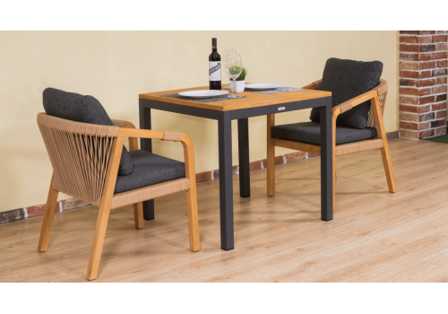  Стол обеденный ТЕЛЛА алюминий, тик 80x80 см (4 ножки), фото 8 