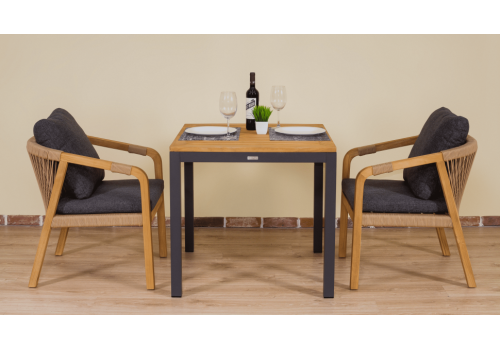  Стол обеденный ТЕЛЛА алюминий, тик 80x80 см (4 ножки), фото 9 