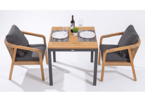  Стол обеденный ТЕЛЛА алюминий, тик 80x80 см (4 ножки), фото 6 