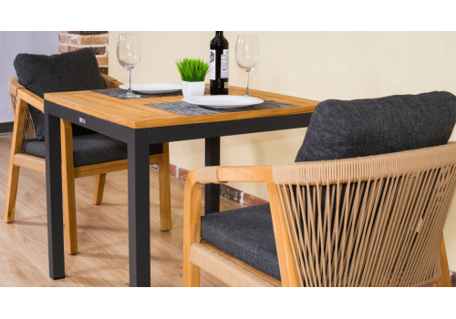  Стол обеденный ТЕЛЛА алюминий, тик 80x80 см (4 ножки), фото 10 