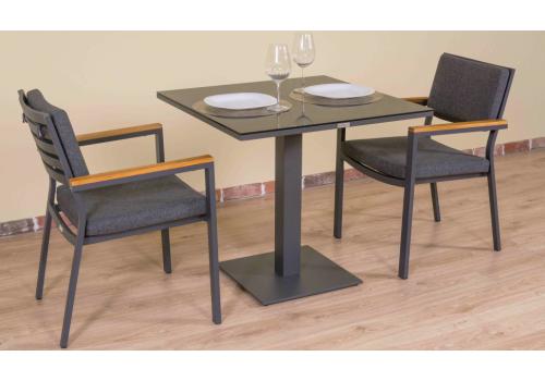  Стол обеденный КАНА алюминий, стекло 80x80 см (1 ножка), фото 8 