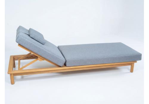  Шезлонг САПОРИ тик, светло-серый матрас, подушка, фото 2 