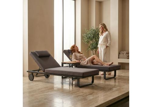  Шезлонг КОСТА С на колесах, каркас карбон, матрас антрацит (с подушкой), фото 4 