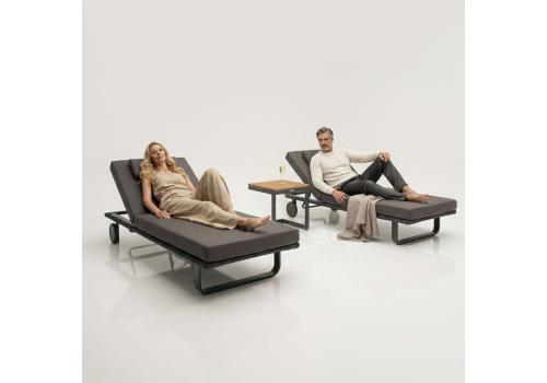  Шезлонг КОСТА С на колесах, каркас карбон, матрас антрацит (с подушкой), фото 3 