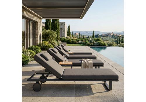  Шезлонг КОСТА С на колесах, каркас карбон, матрас антрацит (с подушкой), фото 2 