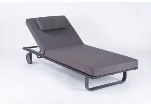  Шезлонг КОСТА С на колесах, каркас карбон, матрас антрацит (с подушкой), фото 5 
