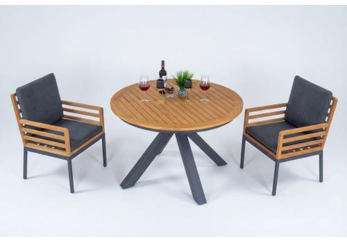  Стол круглый обеденный AMATO карбон, тик, фото 4 