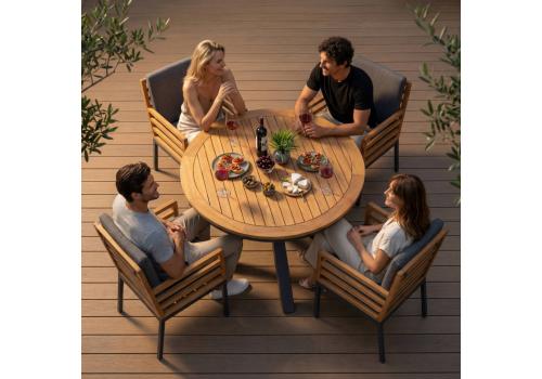  Стол круглый обеденный AMATO карбон, тик, фото 7 