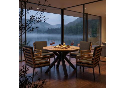  Стол круглый обеденный AMATO карбон, тик, фото 8 