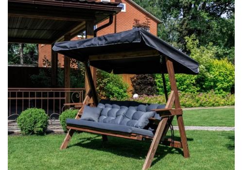  Качели LYON трехместные из лиственницы(серые подушки), фото 1 