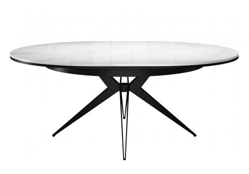  Стол DikLine KW120 керамика белый мрамор C11 глянец/опоры черные (2 уп), фото 2 