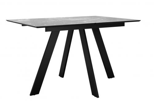  Стол DikLine DKD120, керамика 120(160)х80, мрамор серый матовый, опоры черные (2 уп.), фото 1 