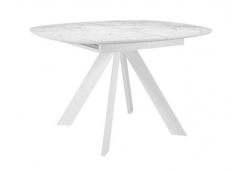  Стол DikLine BK100 Керамика Белый мрамор/подстолье белое/опоры белые, фото 1 