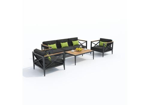  Лаунж зона ВЕРИТА темно-серая (маренго) - каркас карбон - столик тик, фото 4 