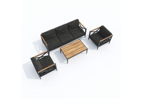  Лаунж зона ВЕРИТА темно-серая (маренго) - каркас карбон - столик тик, фото 9 