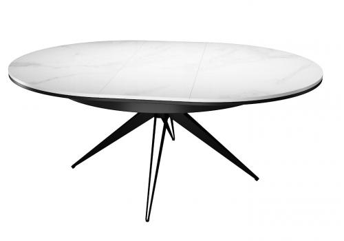  Стол DikLine KW120 керамика белый мрамор C11 глянец/опоры черные (2 уп), фото 6 