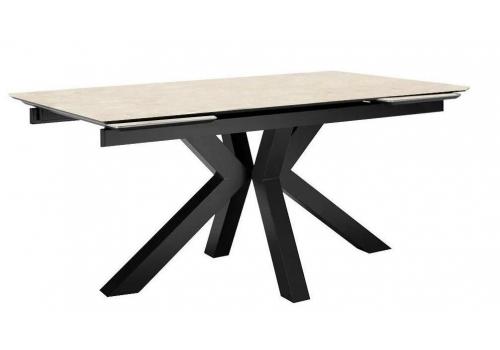  Стол DikLine SFE140 Керамика Krater Perla (бежевый матовый)/подстолье черное/опоры черные (2 уп.), фото 1 