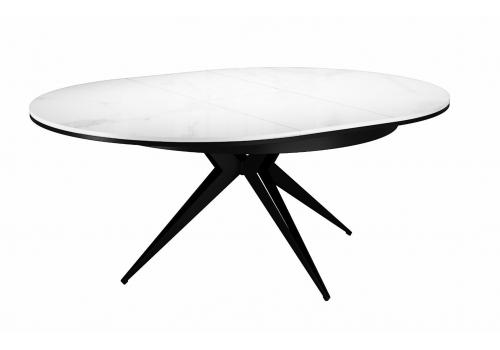  Стол DikLine KW120 керамика белый мрамор C11 глянец/опоры черные (2 уп), фото 4 