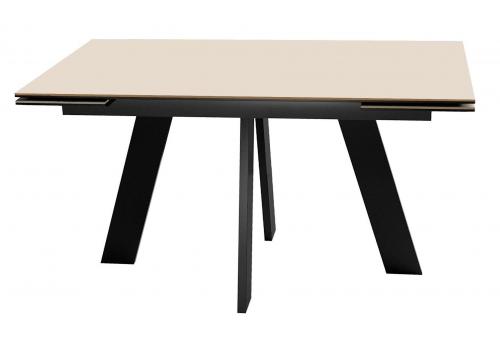  Стол DikLine SKM140 Керамика Krater Perla (бежевый матовый)/подстолье черное/опоры черные, фото 1 
