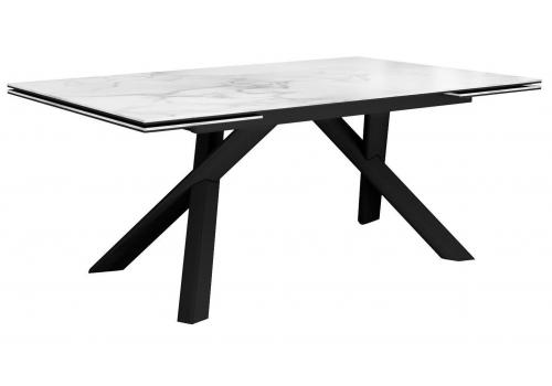  Стол DikLine KX160 керамика белый мрамор C39 глянец/опоры черные (2 уп), фото 1 