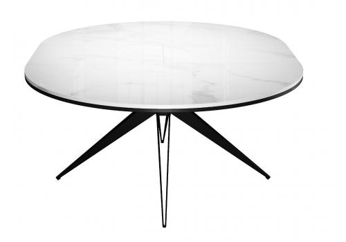  Стол DikLine KW120 керамика белый мрамор C11 глянец/опоры черные (2 уп), фото 7 