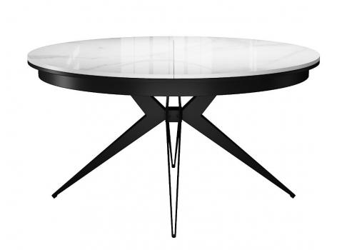  Стол DikLine KW120 керамика белый мрамор C11 глянец/опоры черные (2 уп), фото 1 