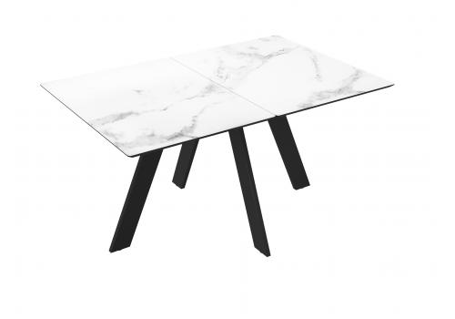  Стол DikLine DKD140, керамика 140(180)х80, мрамор белый матовый, опоры черные (2 уп.), фото 8 